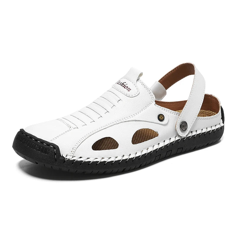 Herren-Sandalen Mode Leder Bequeme Sommer Outdoor-Strandschuhe Casual Dual-Use Rutschfeste Hochwertige Plateau-Pantoffeln