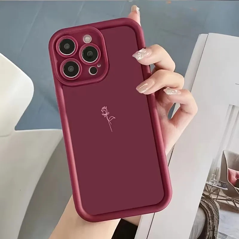 Für iPhone 17 16 Hüllen iPhone 15 Pro Max A Minimalist Rose Weinrot Handyhülle für iPhone Air 14 13 12 11 XS XR X 7 8 Plus Cover
