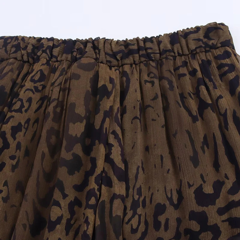 HXAO Damenhose mit Tiermotiv, Vintage-Baggy-Damenhose, Falten, halbtransparente Pumphose, Hose für Damen, Herbst-Palazzo-Hose