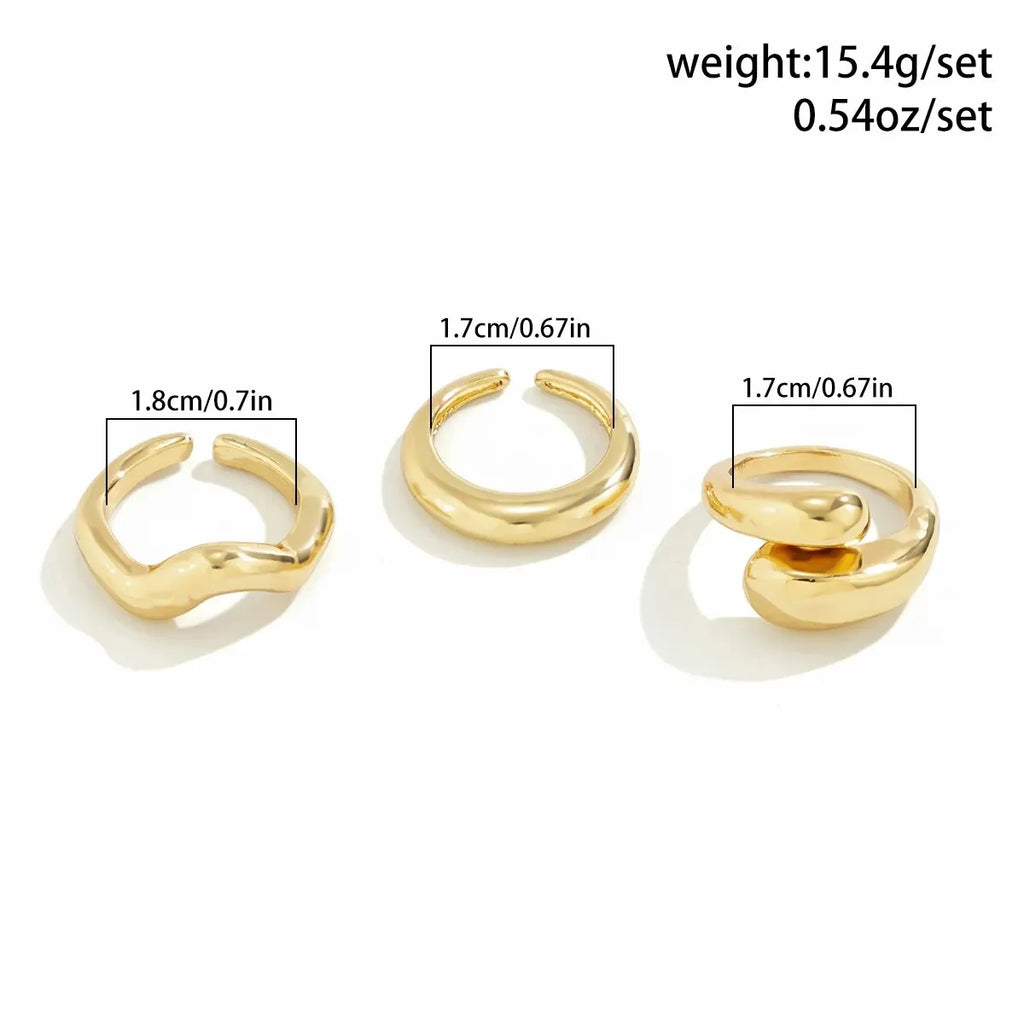 3Pcs Trendy Kreative Geometrische Welle Geformt Ring Set für Frauen Design Unregelmäßige Einstellbare Offenen Ring Finger Schmuck Zubehör