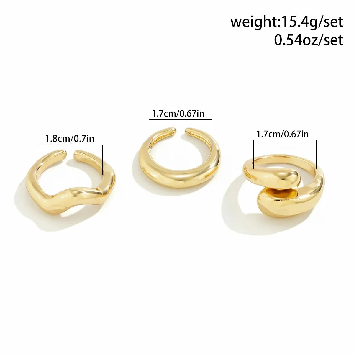 3Pcs Trendy Kreative Geometrische Welle Geformt Ring Set für Frauen Design Unregelmäßige Einstellbare Offenen Ring Finger Schmuck Zubehör