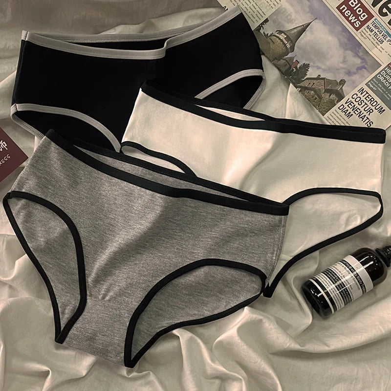 3 Teile/satz Sport Stil Baumwolle frauen Höschen Mädchen Unterwäsche Atmungsaktive Mittlere Taille Shorts Sexy Dessous Plus Größe Solide Briefs