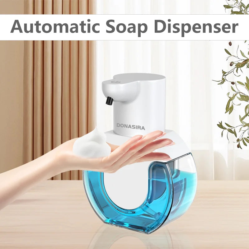 420ML P10 Seifenspender mit großer Kapazität, Lichtanzeige, für den Schreibtisch oder Wandmontage, wasserdicht, USB-wiederaufladbar, automatischer Smart-Sensor-Seifenspender.
