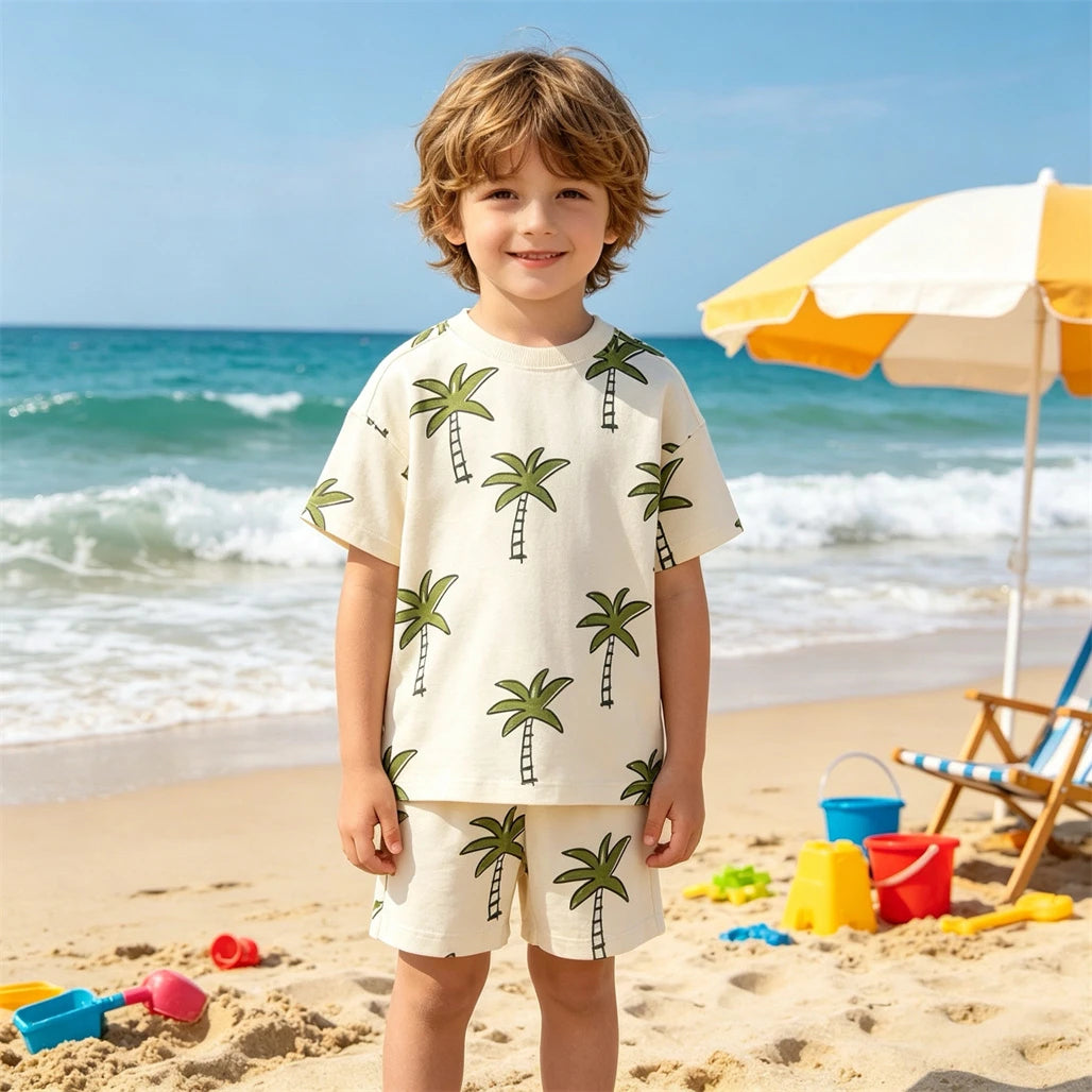 Sportliches Freizeit-Set Sommer Jungen Outfit Kurzarm Trainingsanzug Neues T-Shirt+Shorts 2-teiliges Set 2026 Kinder Einfache Modische Kleidung