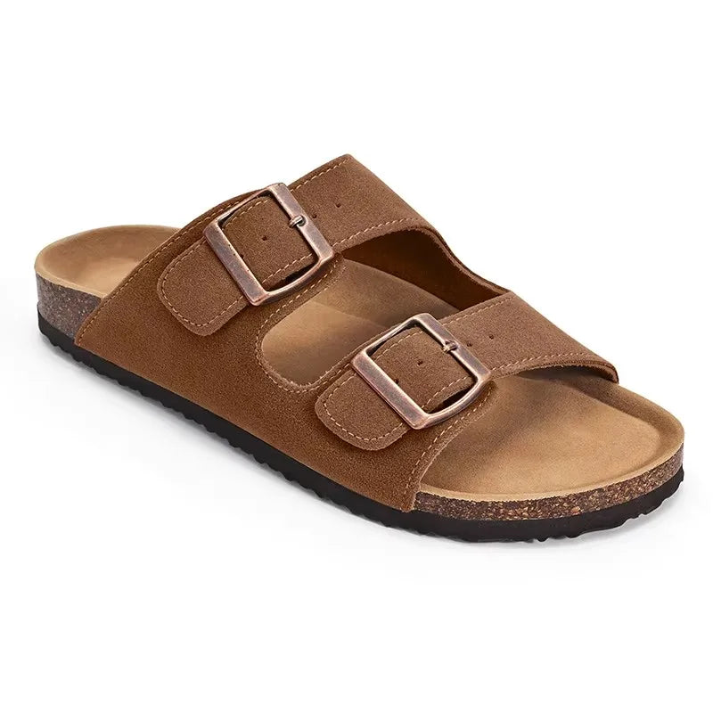 Shevalues Herren-Wildleder-Clogs, weiche Leder-Pantoletten, Herren, neue Sommer-Männer-Kork-Sandalen, bequeme Slip-On-Unisex-Clogs mit Fußgewölbeunterstützung