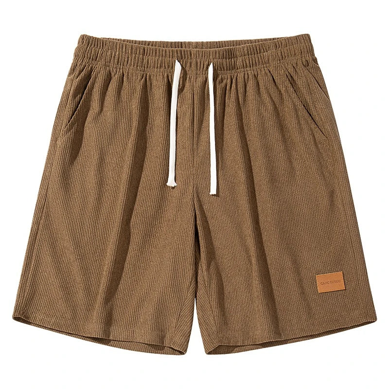 Sommer Cord-Shorts für Herren, dünn, schnelltrocknend, einfarbig, lässige Sport-Jogger-Shorts, locker sitzende 5-Punkte-Shorts über dem Knie, Cargo-Hose