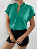 Sommer Neue V-ausschnitt Pullover Kurzarm Weibliche Einfarbig Casual Shirt frauen Kleidung 2024 Taste Büro Dame Bluse Tops