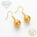 Exquisite 925er Sterlingsilber 18K vergoldete, durchbrochene runde Ohrringe für Damen – Modisches und charmantes Party-Schmuckgeschenk