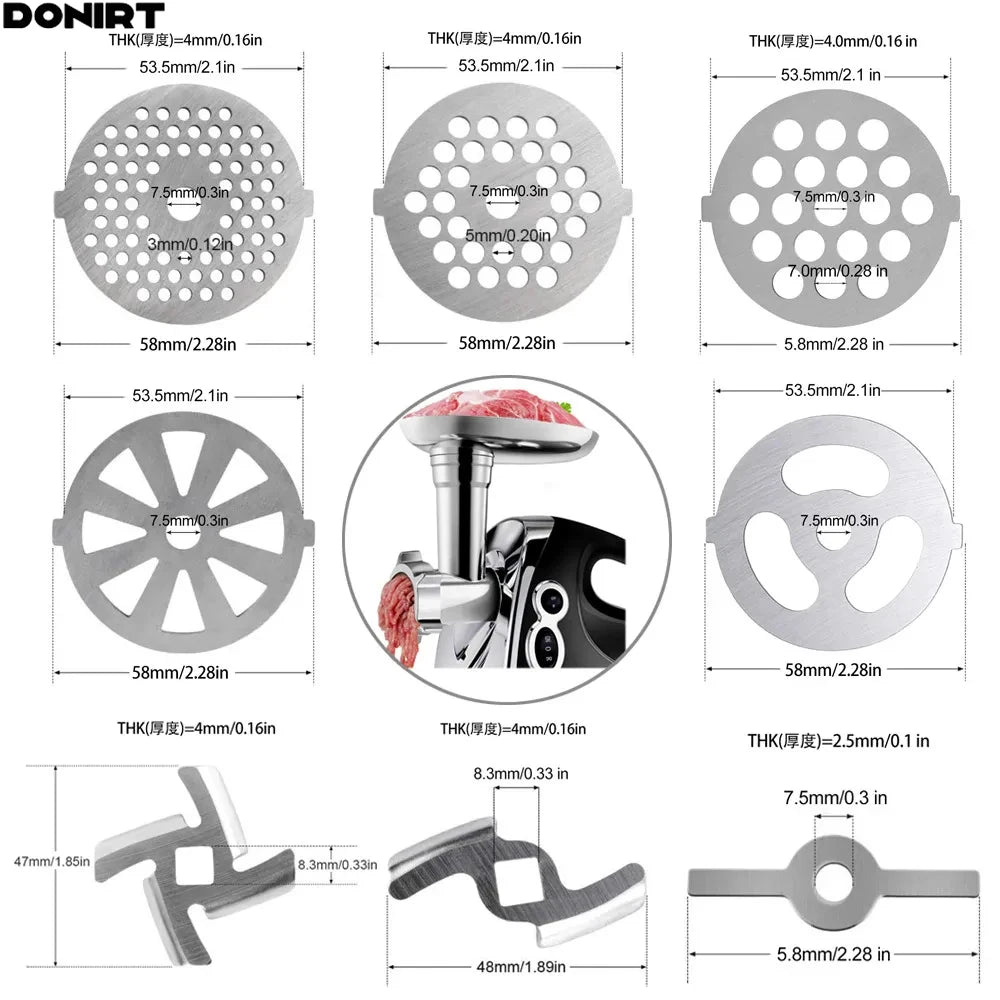 Fleischwolf Ritzel Mixer Ersatzteile Fleischwolf Messer Edelstahl Gitter für Fleischwolf Zubehör Küche Werkzeug