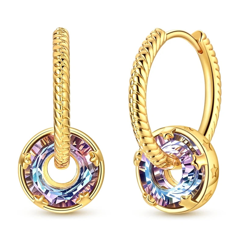 Original 925 Sterling Silber Gold Schlange Muster Abnehmbare Kristall Kreis Zirkon Creolen Für Frauen Partei Schmuck Geschenk