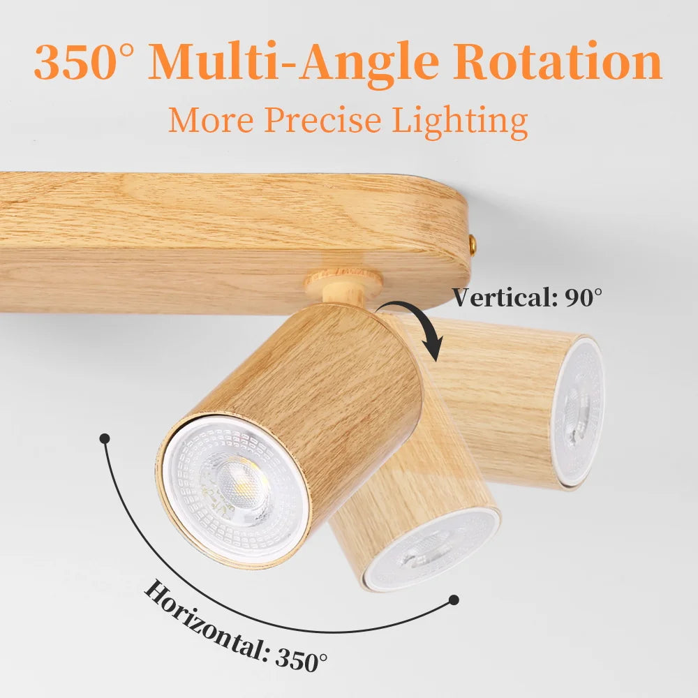 Holz-GU10-LED-Strahler, Deckenleuchte, 110–220 V, Ersatzbirne, Spotlichter, Schienenlicht für Küche, Wohnzimmer, Schlafzimmer