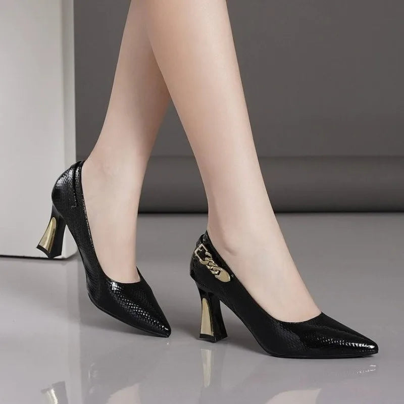 Basic Wine Snakeskin Leather Damenschuhe Stiletto High Heels Spitze Zehenpartie Damenpumps Hochzeiten Party Größe 33-42 Schuhe Frau