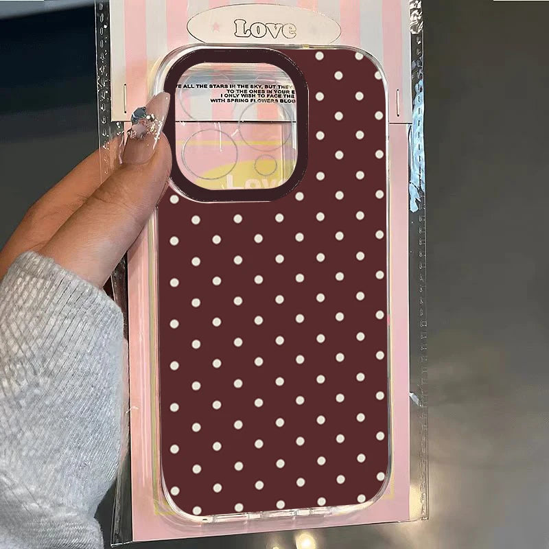 Niedliche braune gepunktete ästhetische Handyhülle für iPhone 17 16 15 14 13 12 11 Pro Max XS X 7 8 Plus SE 2022 16E Kreative TPU-Abdeckung