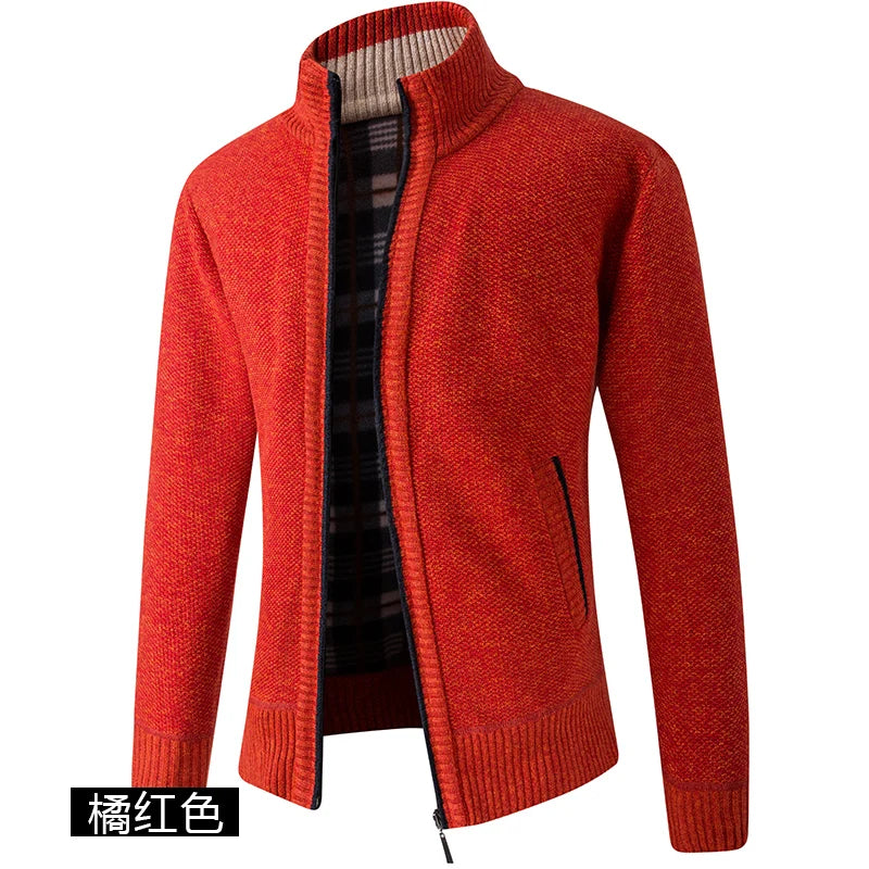 Herren Stehkragen Pullover neue Strickjacke in Herbst und Winter koreanische Version der schlanken einfarbigen Pullover Jacke