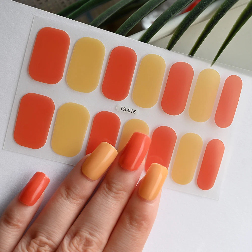14 Tipps Full Wrap Nagellack Aufkleber Selbstklebende einfarbige Gel-Nagelstreifen Kunst Aufkleber Nicht halbgehärtete DIY Nageldekorationen