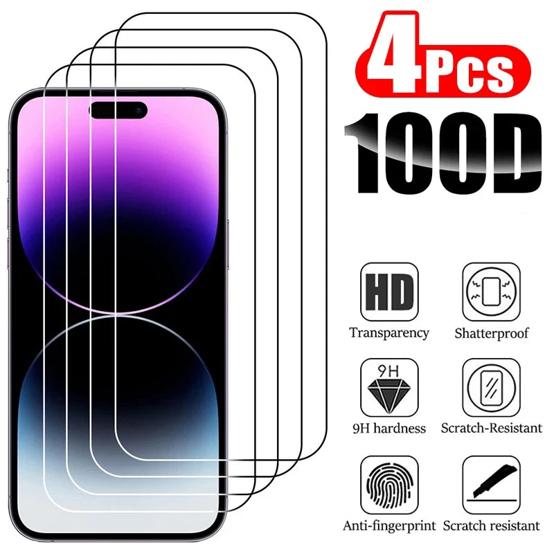 4 Stück gehärtetes Glas für iPhone 15 14 13 12 11 Pro max x xs xr xs max 14 15 plus Displays chutz folie für iPhone 14 15 Pro Max Glas