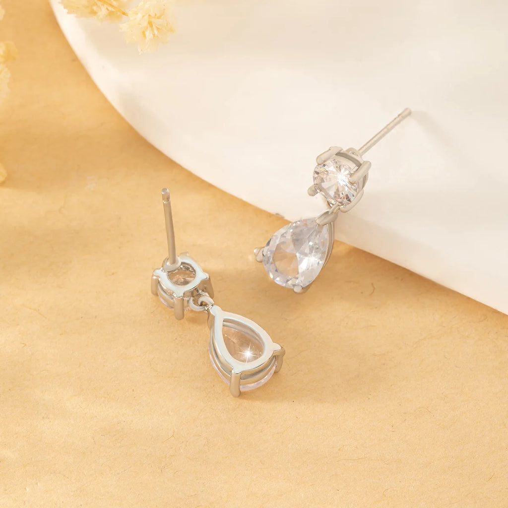 ZAKOL Luxus Transparent Zirkon Wasser Tropfen Baumeln Ohrringe für Frauen Shinny CZ Braut Hochzeit Schmuck