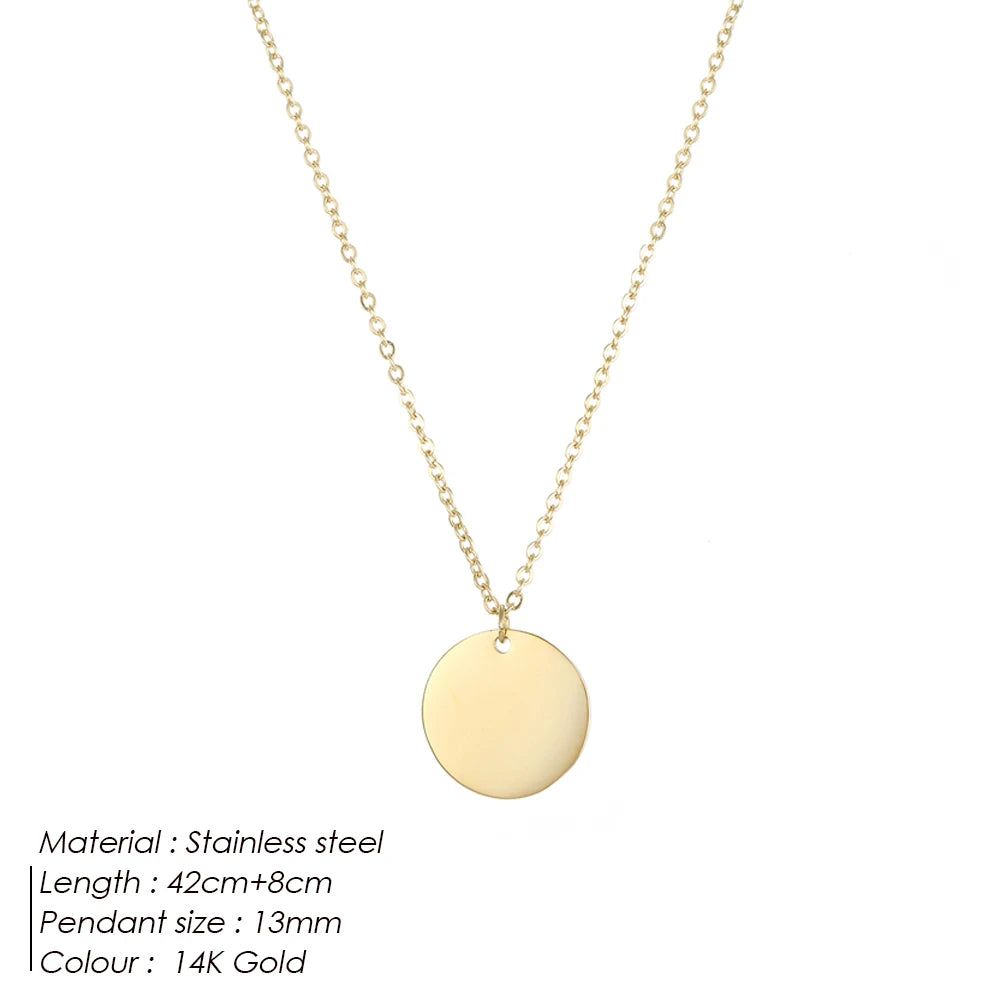 EManco Damen Einfache Runde Anhänger-Halskette Edelstahl Schlüsselbein-Kette Lange Kette Modeschmuck Statement Geschenk für Mädchen