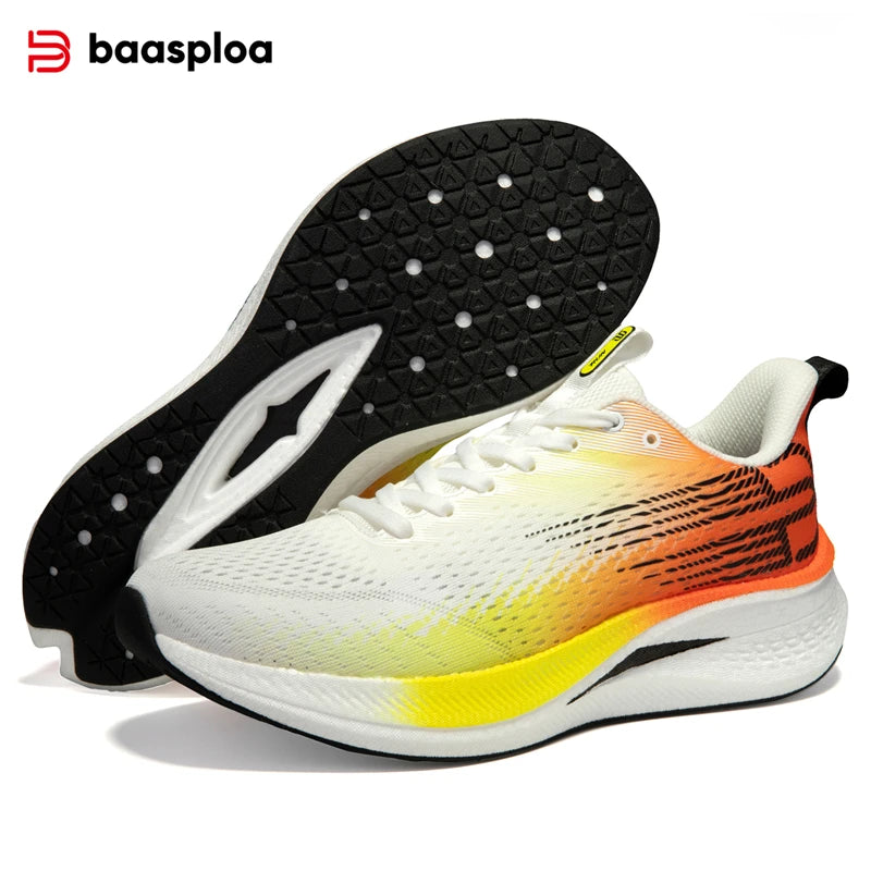 Baasploa Herren-Laufschuhe, atmungsaktiv, leicht, professionelle Sport-Turnschuhe, männliche Komfort-Turnschuhe mit Carbonplatte, rutschfeste Marathon-Turnschuhe