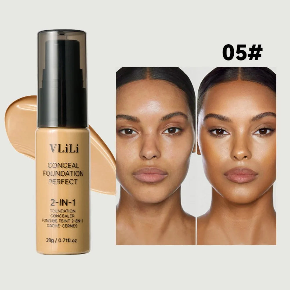 Neue Wasserfeste Flüssige Foundation Ölkontrolle Volle Abdeckung Gesichts-Foundation-Creme Matte Cremige Textur Foundation Concealer-Creme