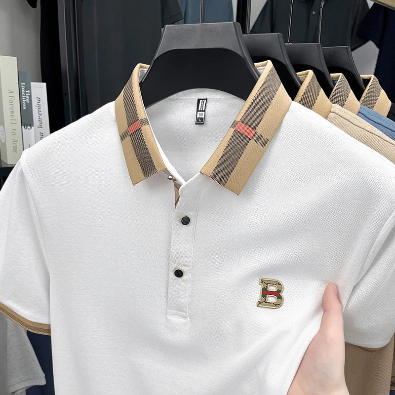 Bestseller Marke Sommer Neu 100% Reine Baumwolle Komfortables Poloshirt Modisches Herren-Klassiker mit Buchstaben-Emblem Lässiges Kurzarm-Shirt
