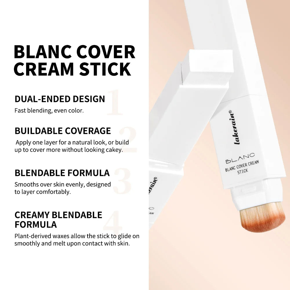 Farbwechselnder Foundation-Stick Blanc Foundation Koreanisches Make-up Basis Hochdeckender Concealer Natürlicher Nude 2-in-1 Foundation-Stick
