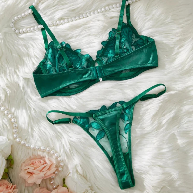 Damen-Geschenke zum Valentinstag: Hellviolettes BH- und Slip-Set, Unterwäsche, Sexy Dessous, Durchsichtiger BH für Damen