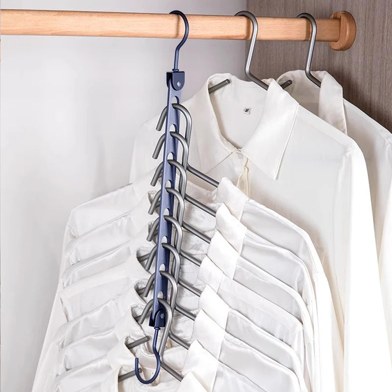 8 Löcher Lager regal für Kleiderbügel Organizer faltbare drehbare magische Metall Kleiderbügel Lager regal Kleider schrank Platz sparer Haken