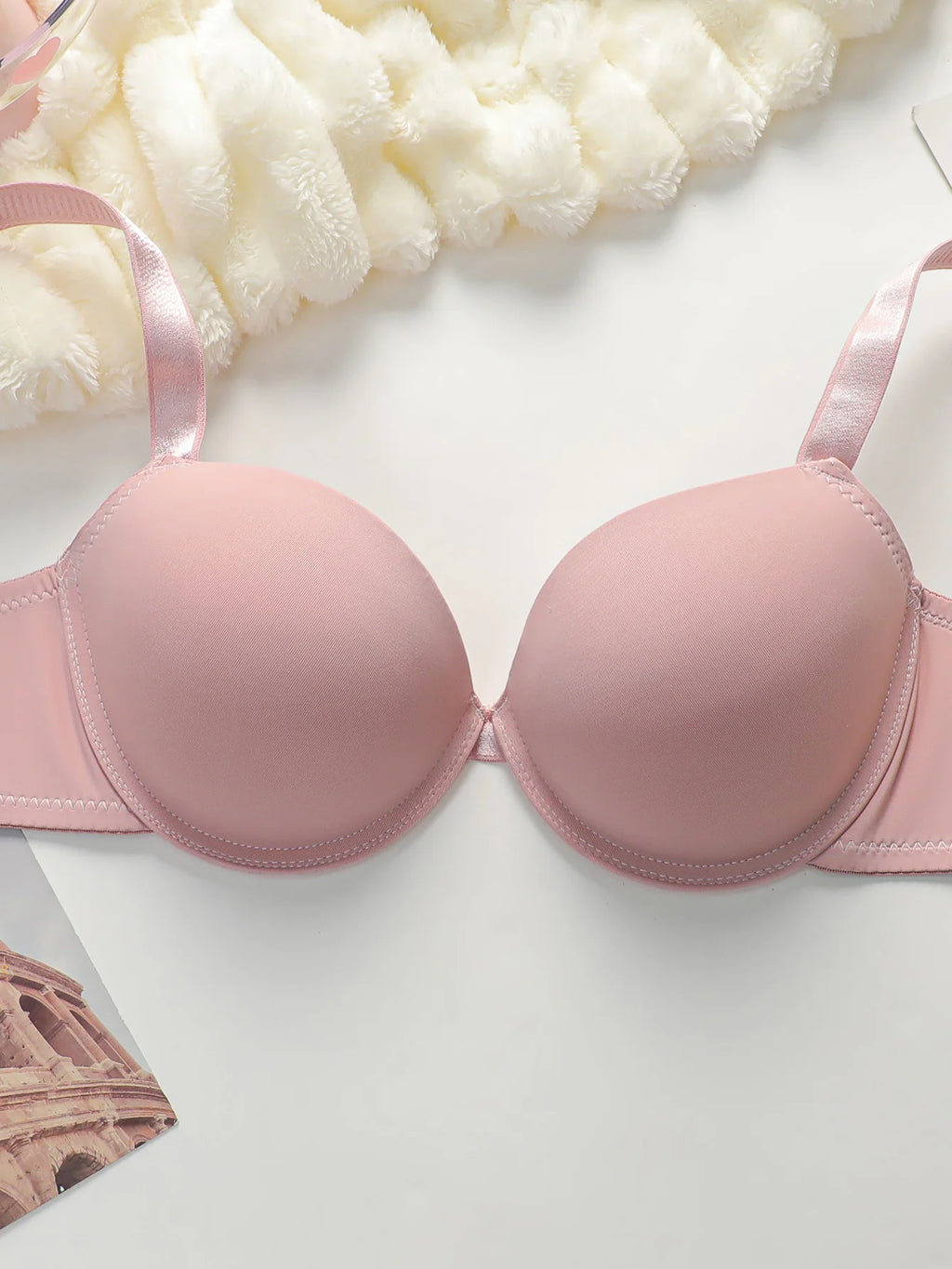 Verdicktes BH-Set mit Raffung und Platzen, einfarbiges Set, geeignet zum Tragen von sexy Damenunterwäsche mit kleinen Brüsten B2051