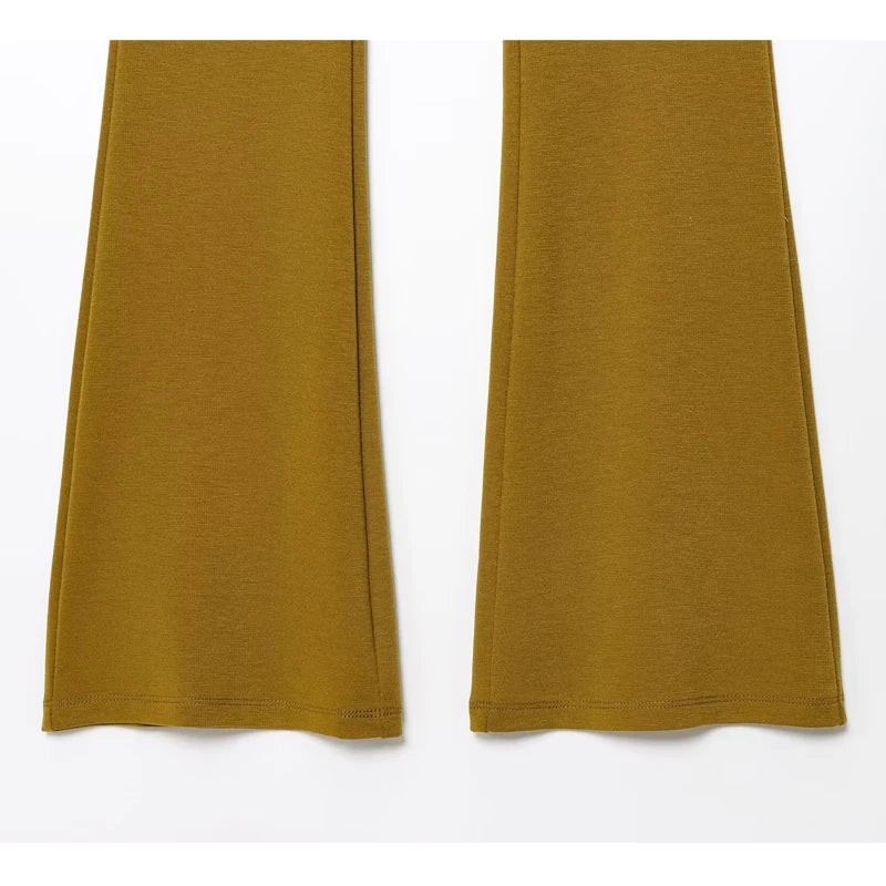 MUJER Schlaghosen-Sets für Damen, 2-teilig, gerüscht, hohe Taille, Damenhose, schulterfrei, bauchfreies Top, Damenhose, Damen-Outfits