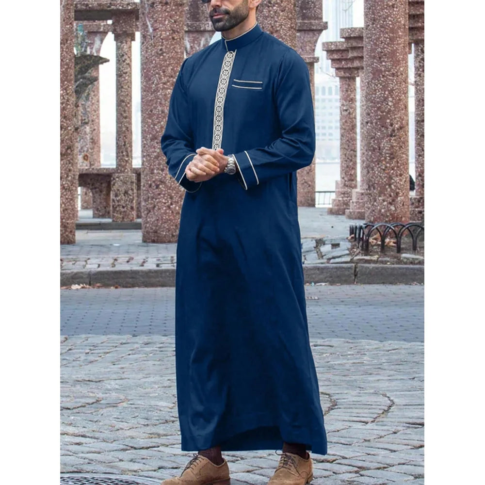 Neue Muslimische Traditionelle männer Robe Multi farbige Elegante Ethnische Stickerei männer Robe Einfache Casual Lose Robe