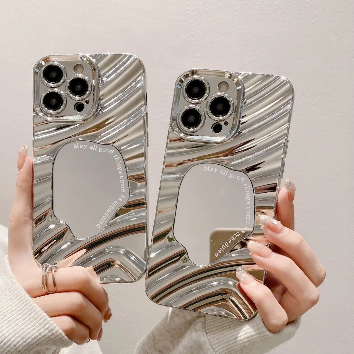 Verspiegelte Wellenmuster-Handyhülle für iPhone 17 Pro Max 16 15 14 Pro 13 11 12 Air 16Pro Max 15ProMax Stoßfeste Schutzhülle