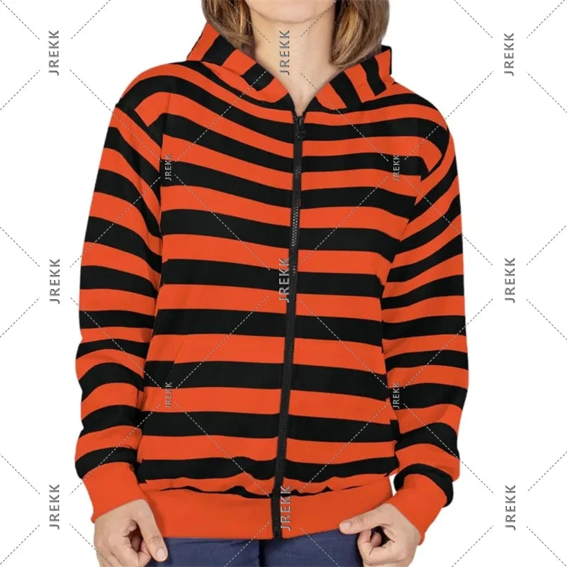 2025 Essentials Kapuzenpullover mit Reißverschluss, gestreift, klassische Mode, Streetwear, Kapuzenmantel, satte Farbauswahl, Frühling, lässig, lockeres Sweatshirt
