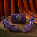 2026 Elegante grüne Strass-Slingback-Absätze für Damen & passendes Handtaschen-Set – Komfort inklusive – Stylische Schuhe mit spitzer Zehenpartie