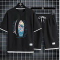 2023 sommer männer Sport Set Casual T-Shirt + Shorts Set Waffel Einfarbig Kurzhülse Shorts Zwei Sets trainingsanzug Lose Anzüge