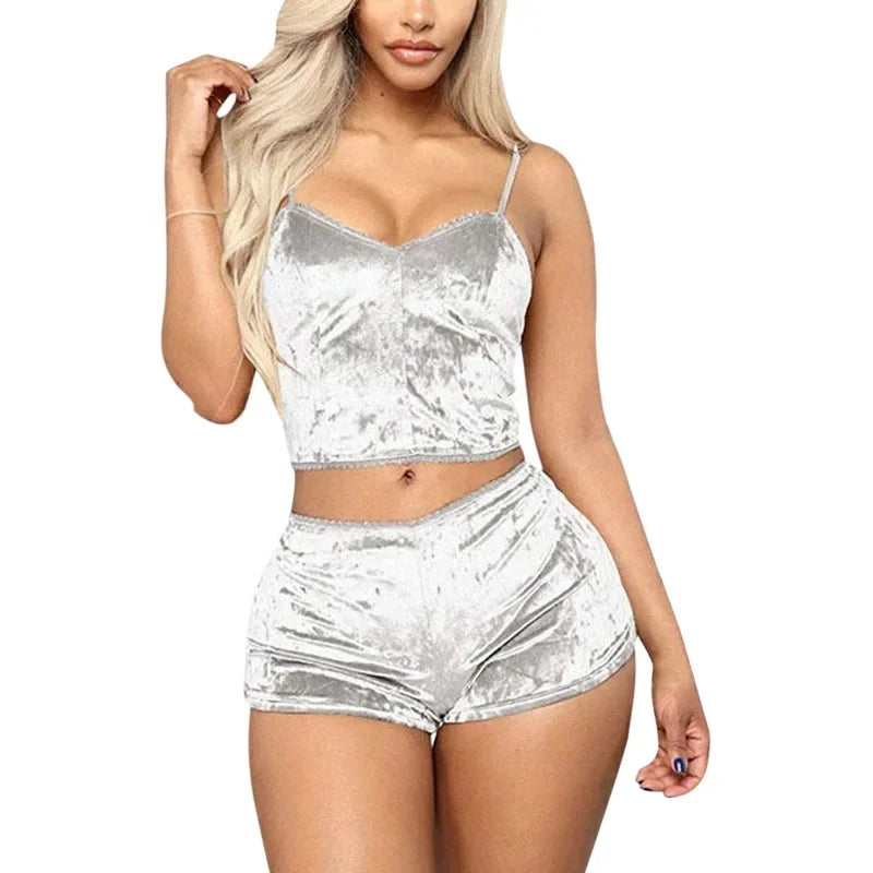 Pyjamas Set Frauen Sexy Rosa Rot Seide Satin Samt Pijamas Schlaf Tragen Robe Nachtwäsche Sexy Dessous Pj Sets Nachtwäsche