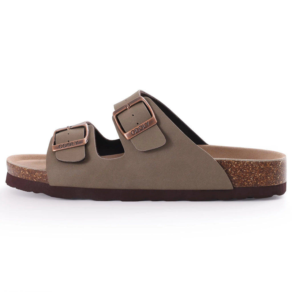 Comwarm Herren-Sandalen mit Korkfußbett, Fußbett, Fußgewölbeunterstützung, Sommer-Outdoor-Sandalen mit verstellbarer Schnalle, Freizeit-Herren-Leder-Sandalen