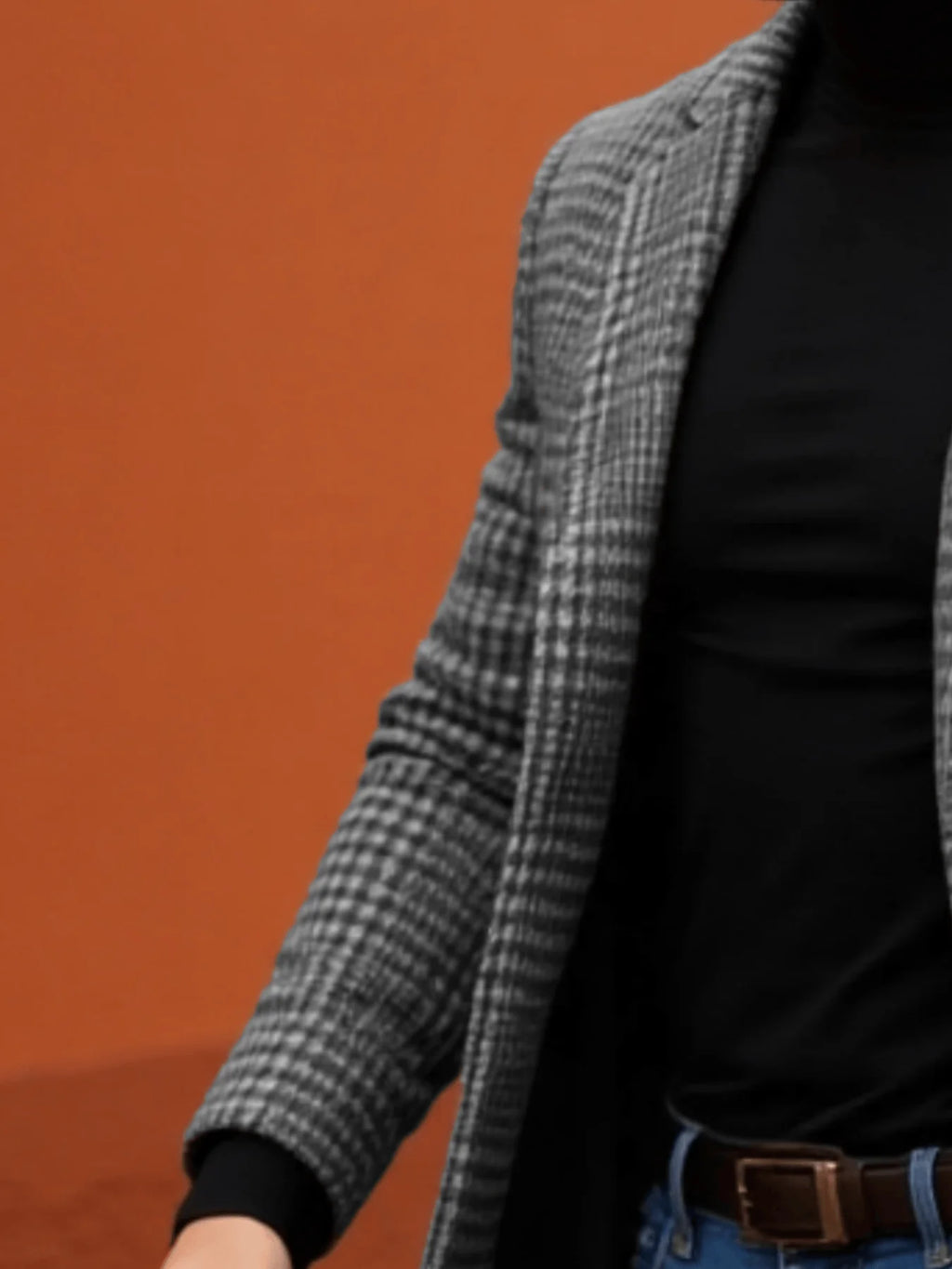Neuer karierter Herrenmantel, karierte warme Jacke, modische lange Straßenjacke von Garry, Mantel im europäischen und amerikanischen Stil