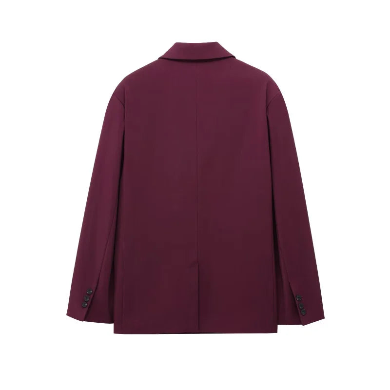 ETJ 2025 Damen Frühjahr neues Freizeitanzug-Set mit doppelter Vorderseite, lockere Freizeitanzugjacke, hohe Taille, doppelte Faltenhose