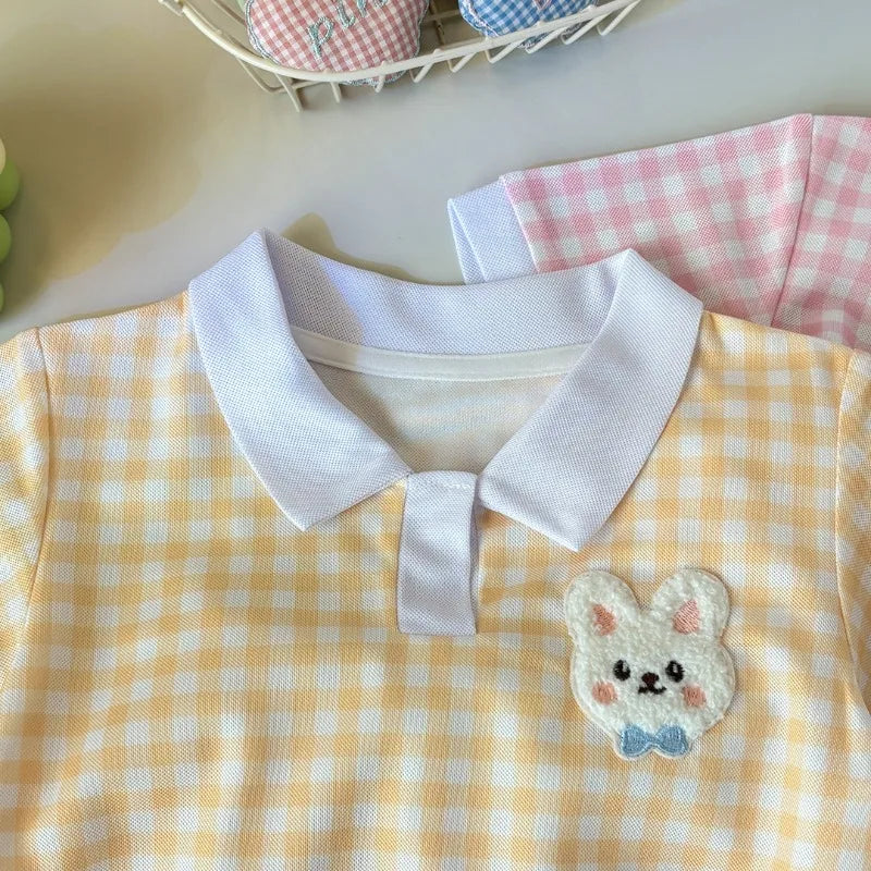 2-teiliges Set für Babys und Kleinkinder: Kariertes Polo-Oberteil + Shorts, Sommerliches Neues Stylisches Gestreiftes Freizeit-Set für Jungen und Mädchen