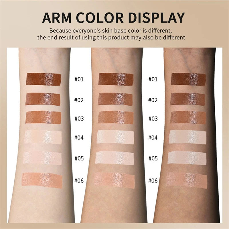 Hautfarbener Foundation-Stick in 6 Farben mit Serum-Boost, Seidiger Textur, Feuchtigkeitsspendende Abdeckung, Concealer-Basis, Gesichtskontur-Stick Make-up