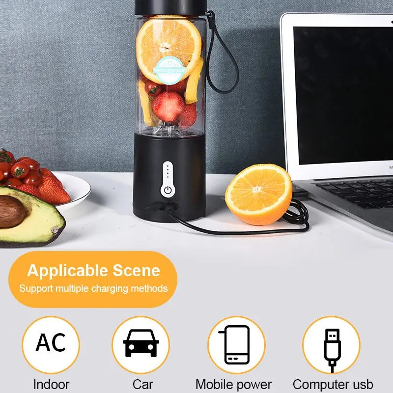 530 ml leistungsstarker tragbarer Mixer für Smoothies, Shakes, wiederaufladbare USB-Küchenmaschine, Obstmixer, Mini-Entsafter, Mixerbecher