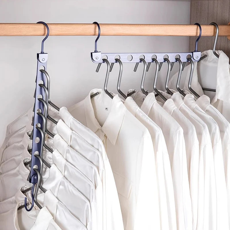 8 Löcher Lager regal für Kleiderbügel Organizer faltbare drehbare magische Metall Kleiderbügel Lager regal Kleider schrank Platz sparer Haken