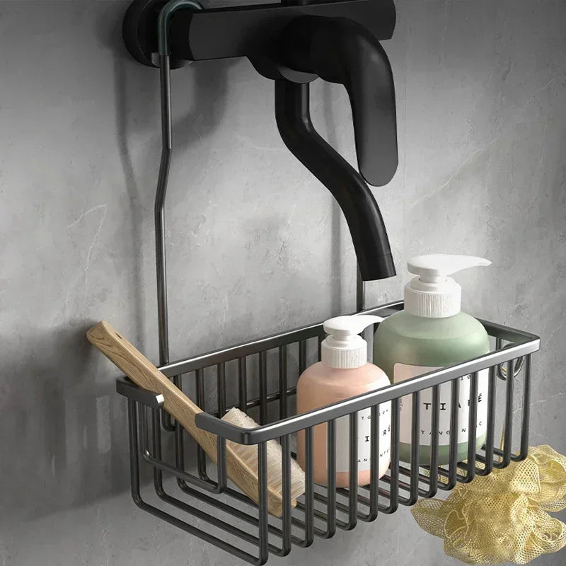 Badezimmerregal aus Aluminium ohne Bohren, Duschregal, Shampoo-Halter, Korb, Aufbewahrungsorganisator, Badezimmerzubehör