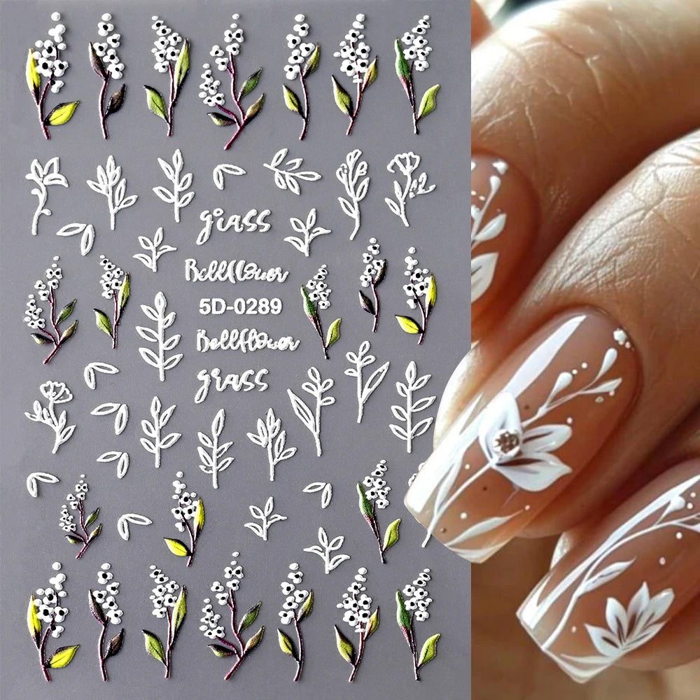 1 Stück 3D Lavendel Blumen Aufkleber für Nägel Frühling Sakura Blumenblätter Selbstklebende Slider Abziehbilder Kunst Maniküre für Dekoration