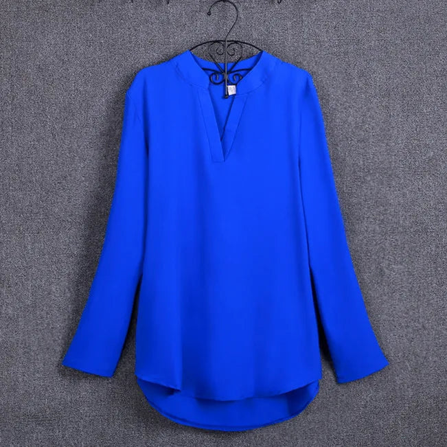Übergrößen-Bluse Damenkleidung Langarm-Hemd Chiffon-Bluse Damen-Oberteil