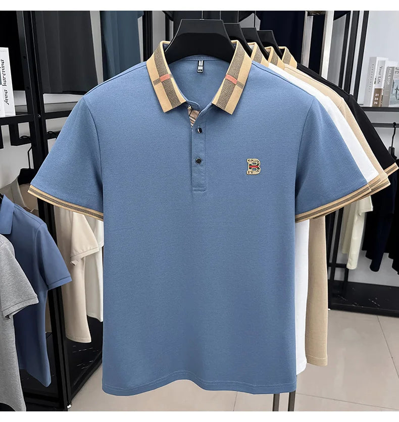 Bestseller Marke Sommer Neu 100% Reine Baumwolle Komfortables Poloshirt Modisches Herren-Klassiker mit Buchstaben-Emblem Lässiges Kurzarm-Shirt