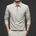 Neues Herren-Poloshirt, Business-Casual, langärmelig, einfarbig, modisch, warm, bequem, vielseitiges Oberteil für vier Jahreszeiten