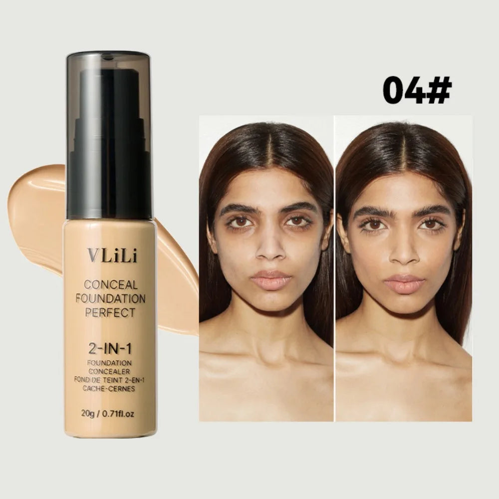 Neue Wasserfeste Flüssige Foundation Ölkontrolle Volle Abdeckung Gesichts-Foundation-Creme Matte Cremige Textur Foundation Concealer-Creme