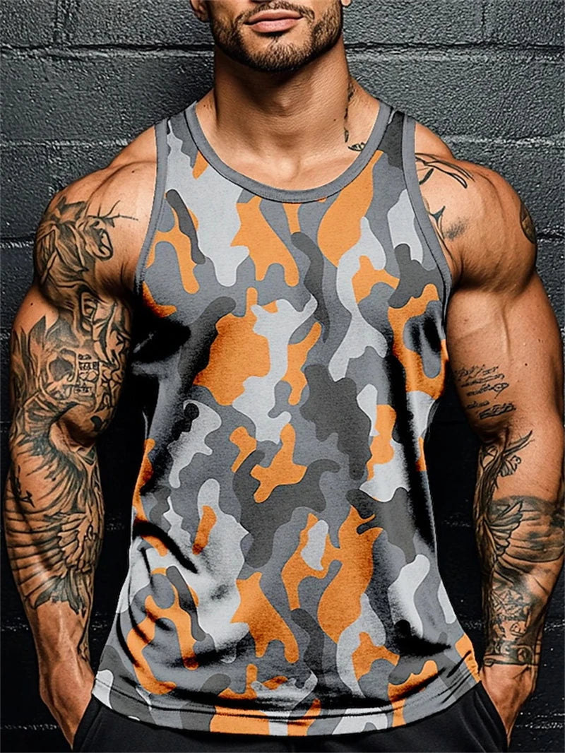 3D Druck Camouflage Grafik männer Ärmelloses T-Shirt Sommer Neue Sport Fitness Weste Outdoor Casual Mann Gym Kleidung Schnell Trocknend